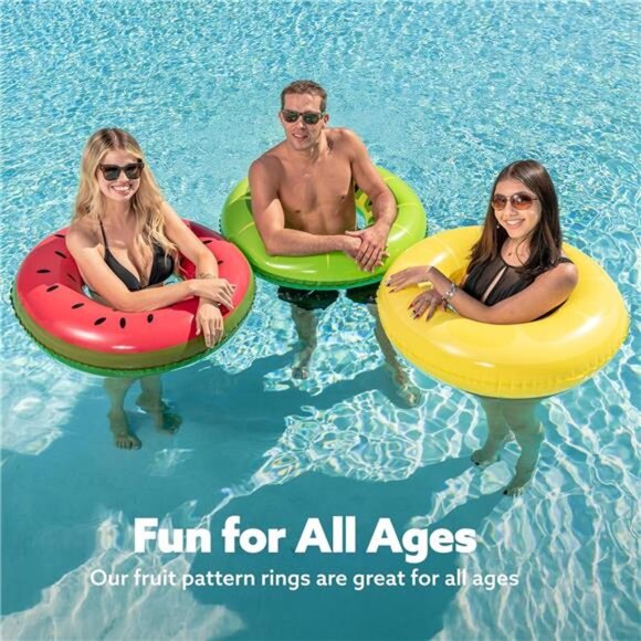 Inflatable Swim Tube Raft (3 pack) with Summer Fruits Painting, Pool Toys - Picture 6 of 8
